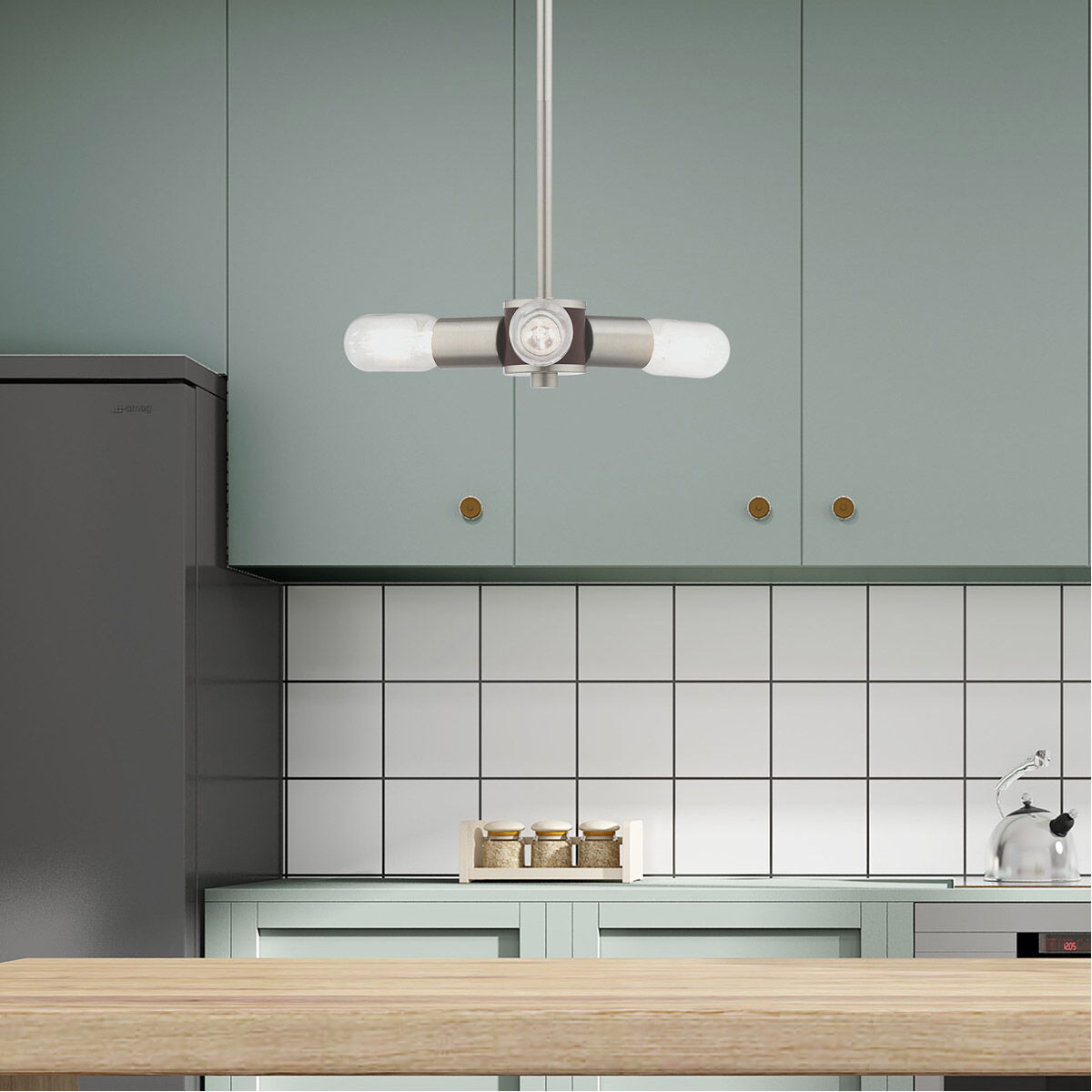 Copenhagen 3 Light 13 inch Brushed Nickel Mini Chandelier Ceiling Light