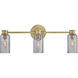 Naomi 3 Light 24 inch Lacquered Brass Bath Light Wall Light in Smoked Glass
