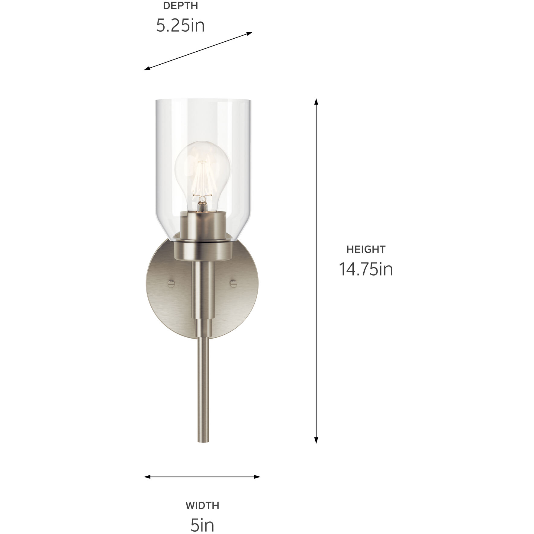 Madden 1 Light 5 inch Brushed Nickel Wall Sconce Wall Light