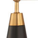 Ponti 3 Light 14 inch Matte Black with New Brass Bath Vanity Light Wall Light