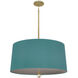 Williamsburg Custis 3 Light 15 inch Modern Brass Pendant Ceiling Light in Mayo Teal With Carter Gray