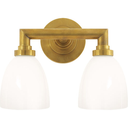 Chapman & Myers Wilton2 2 Light 13 inch Hand-Rubbed Antique Brass Double Bath Light Wall Light