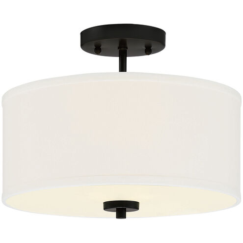 Modern 2 Light 13 inch Matte Black Semi-Flush Ceiling Light