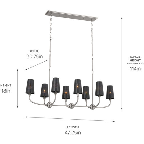 Adeena 8 Light 20.75 inch Classic Pewter Chandelier Linear Ceiling Light