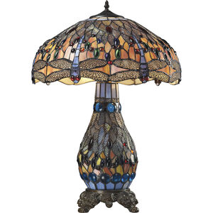 Dragonfly 26 inch 60.00 watt Tiffany Glass Table Lamp Portable Light in Incandescent
