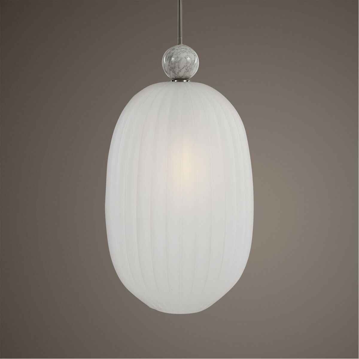 Creme 1 Light 16 inch White Marble and Brushed Nickel Pendant Ceiling Light