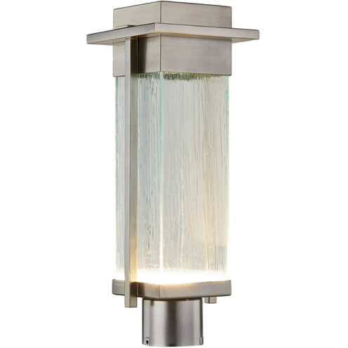 Fusion LED 18 inch Brushed Nickel Outdoor Post Light in Rain Fusion, Rectangle