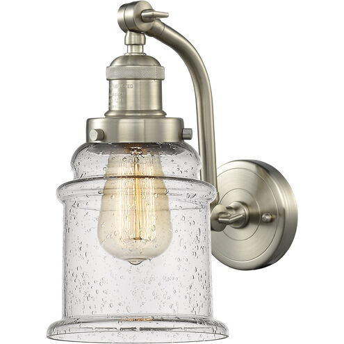 Franklin Restoration Canton 1 Light 7 inch Brushed Satin Nickel Sconce Wall Light in Seedy Glass, Franklin Restoration