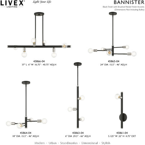 Bannister 3 Light 6 inch Black Pendant Ceiling Light