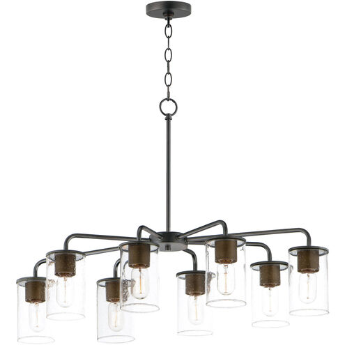 Sleek 8 Light 34 inch Antique Brass/Black Chandelier Ceiling Light in Antique Brass and Black