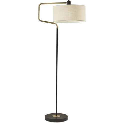 Jacob 57 inch 100 watt Black and Antique Brass Floor Lamp Portable Light