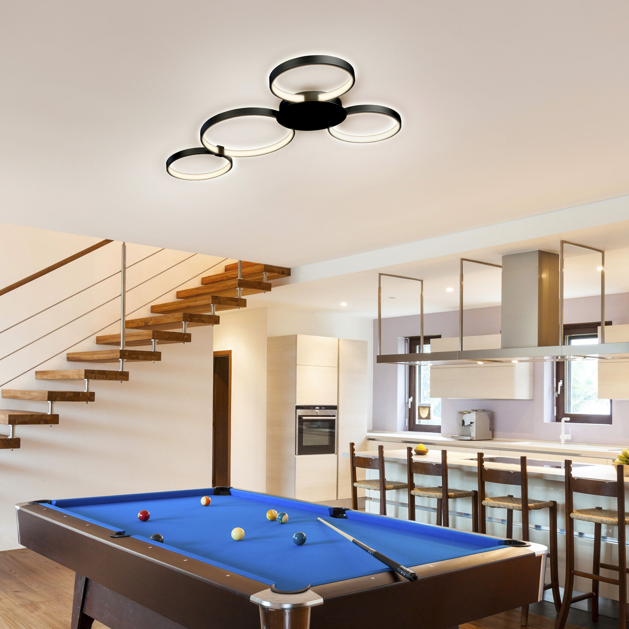 Capella 29.25 inch Black Semi-Flush Ceiling Light