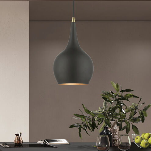 Andes 1 Light 8 inch Black with Antique Brass Accents Mini Pendant Ceiling Light