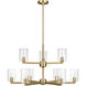 Fullton 9 Light 33 inch Satin Brass Chandelier Ceiling Light in Clear Glass