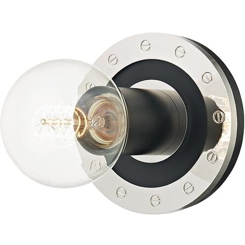 Teo 1 Light 5 inch Polished Nickel/Soft Black Bath And Vanity Wall Light in Polished Nickel/Black