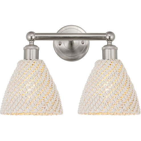 Edison Bristol Natural 2 Light 16.5 inch Brushed Satin Nickel Bath Vanity Light Wall Light