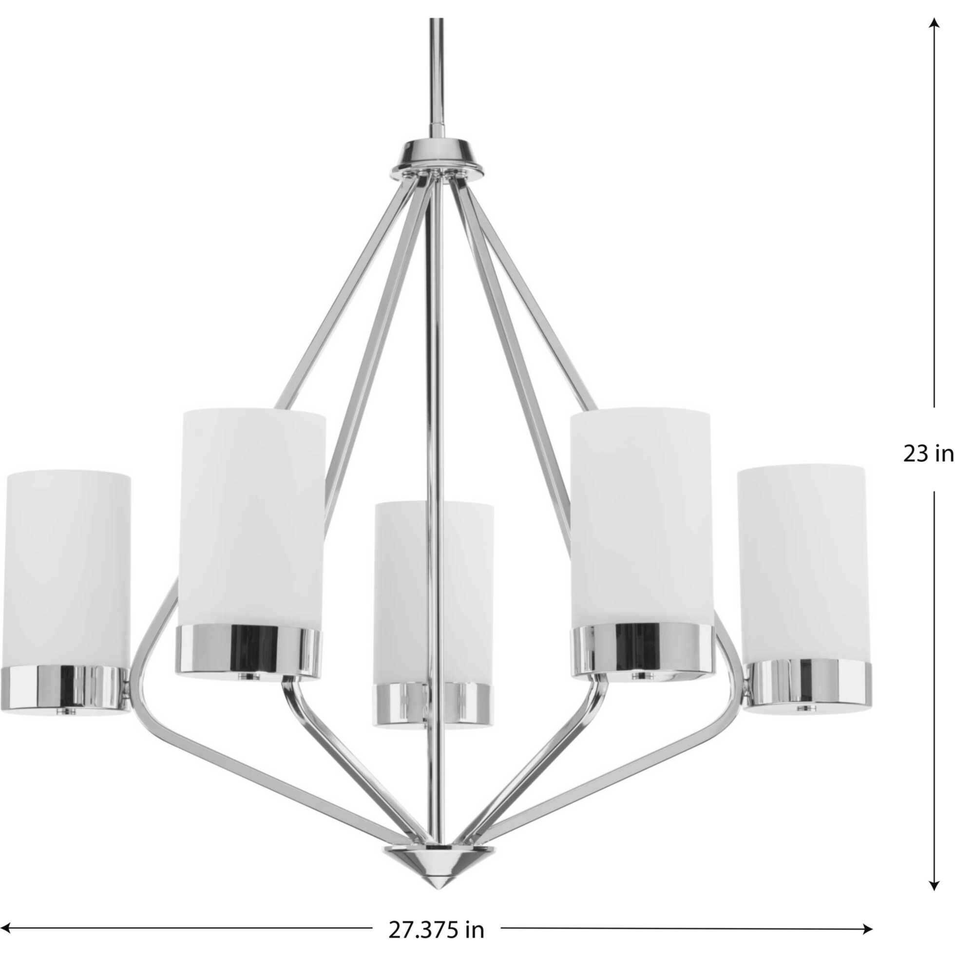 Elevate 5 Light 27 inch Polished Chrome Chandelier Ceiling Light, Design Series