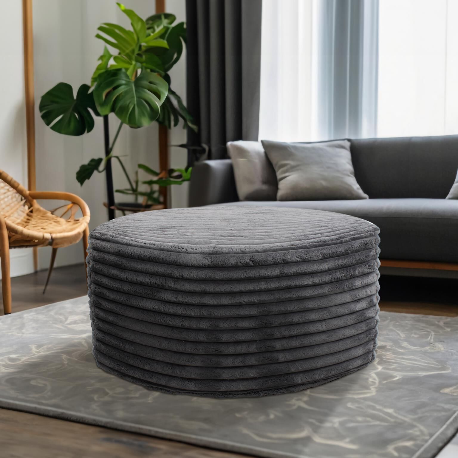 Shar Pei Universal 18 inch Charcoal Ottoman