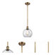 Ballston Athens 1 Light 8 inch Brushed Brass Pendant Ceiling Light in Clear Glass, Ballston