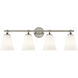 Fusion Collection - Bolzano Family 4 Light 33 inch Brushed Nickel and Opal Bath Bar Wall Light, EVOLV