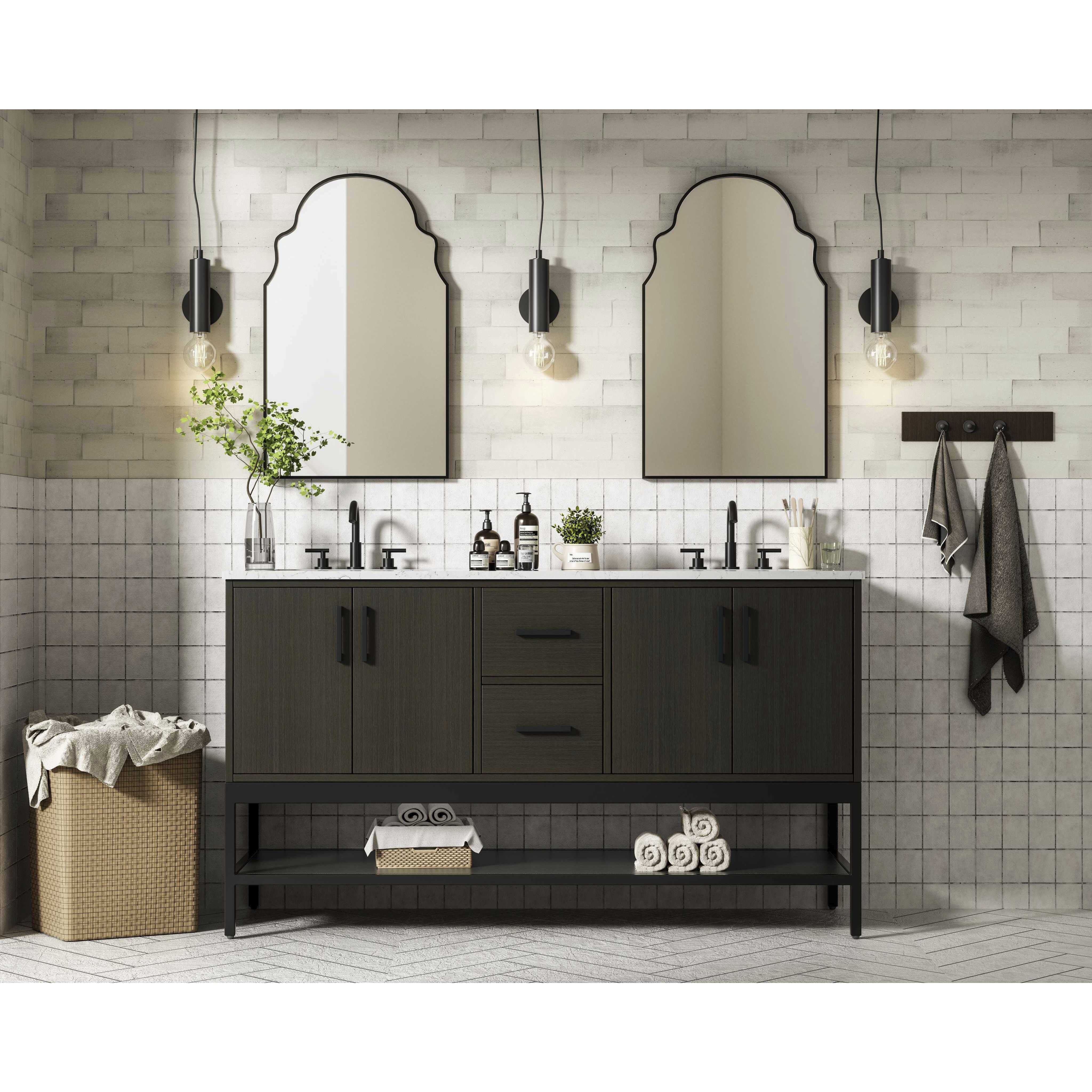 Lennox 60 X 34 inch Mocha Brown Bathroom Vanity Cabinet