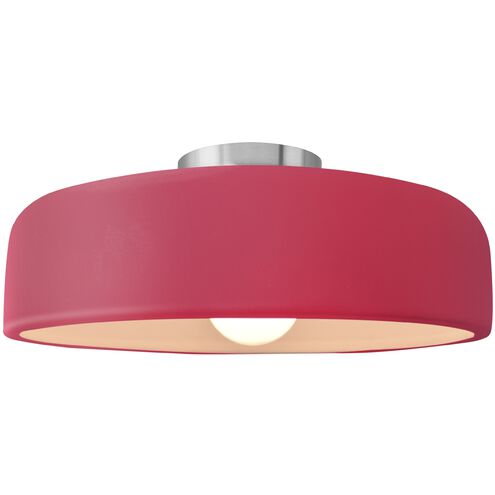 Radiance 1 Light 16 inch Cerise and Brushed Nickel Semi Flush Ceiling Light