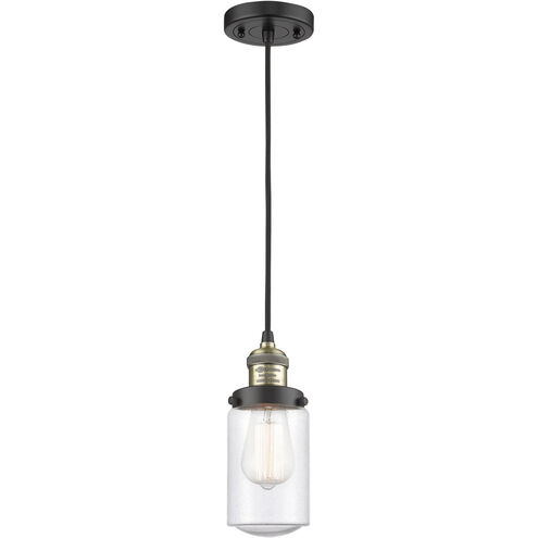 Franklin Restoration Dover 1 Light 5 inch Black Antique Brass Mini Pendant Ceiling Light in Seedy Glass, Franklin Restoration