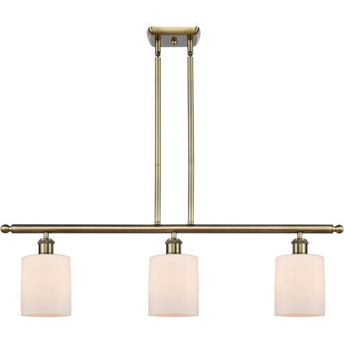 Ballston Cobbleskill 3 Light 36 inch Antique Brass Island Light Ceiling Light in Incandescent, Matte White Glass, Ballston