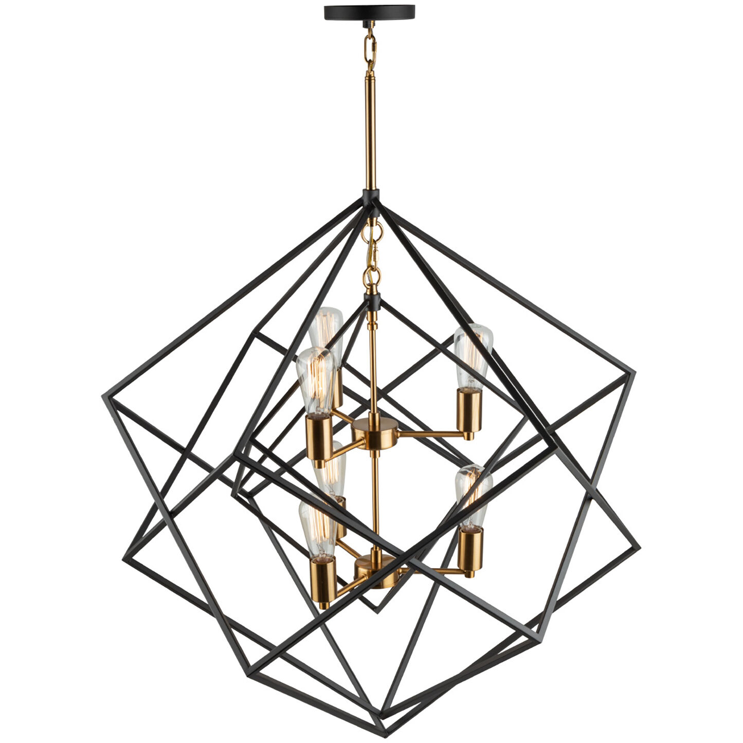Artistry LED 32 inch Matte Black and Harvest Brass Chandelier Ceiling Light