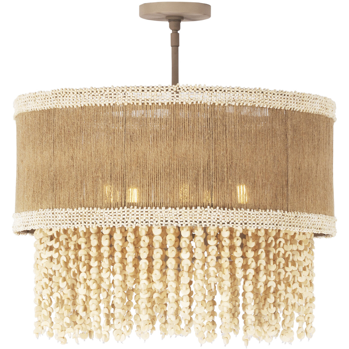 Naturale 5 Light 22 inch Jute Semi Flush Mount Ceiling Light