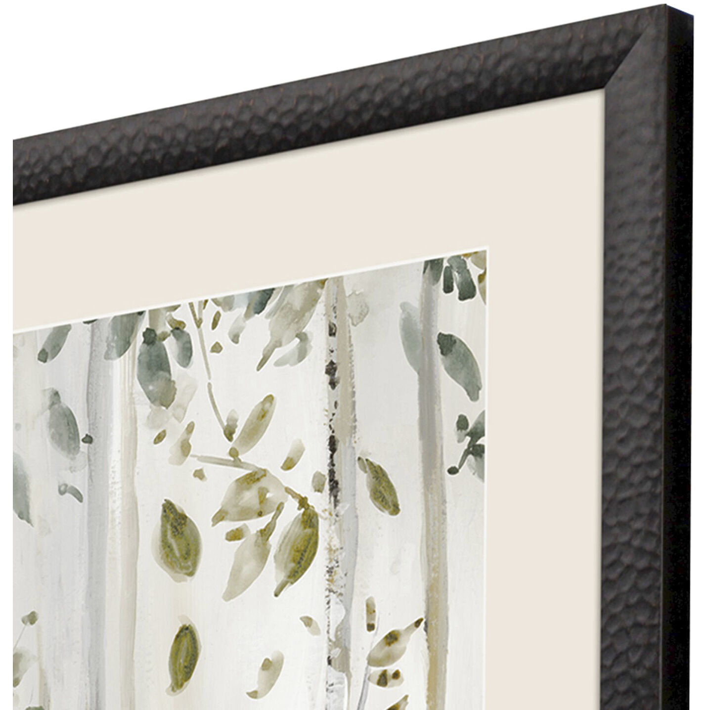 Blue Birch Serenade Gray and Green and Neutral and White Framed Art