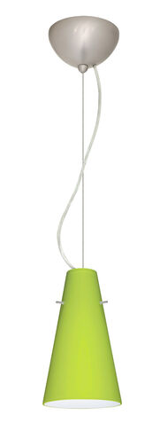 Cierro LED Satin Nickel Pendant Ceiling Light in Chartreuse Glass