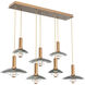 Cirrus Linear Multi-Pendant Ceiling Light in Smoke Granite, Novel Brass