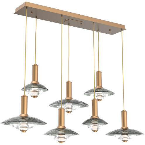 Cirrus Linear Multi-Pendant Ceiling Light in Smoke Granite, Novel Brass
