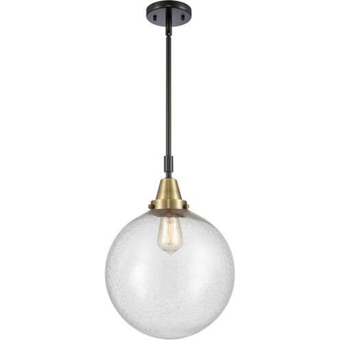 Franklin Restoration Beacon 1 Light 12 inch Black Antique Brass Mini Pendant Ceiling Light in Seedy Glass