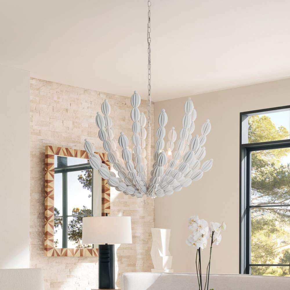 Indi 8 Light 42 inch White Chandelier Ceiling Light, Large