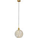 Luca 1 Light 11.75 inch Clear and Brass Pendant Ceiling Light 