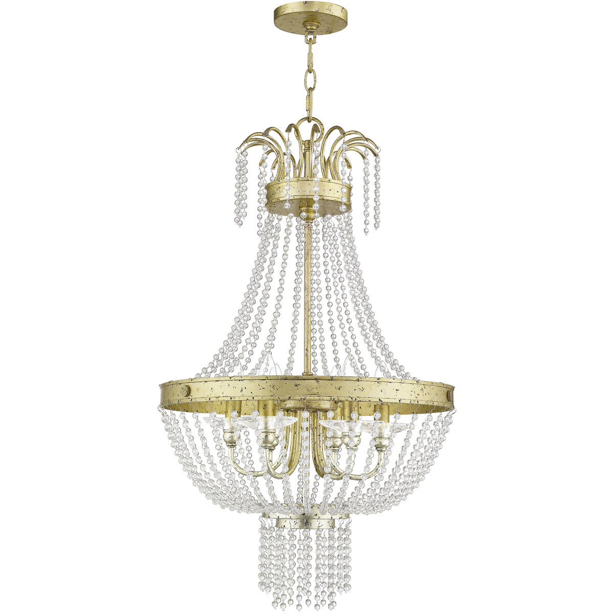 Valentina 6 Light 18 inch Hand Applied Winter Gold Pendant Ceiling Light