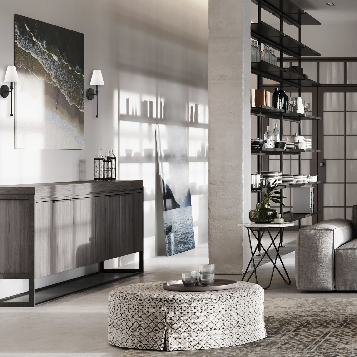 Ottone Way Sconce Wall Light in Black