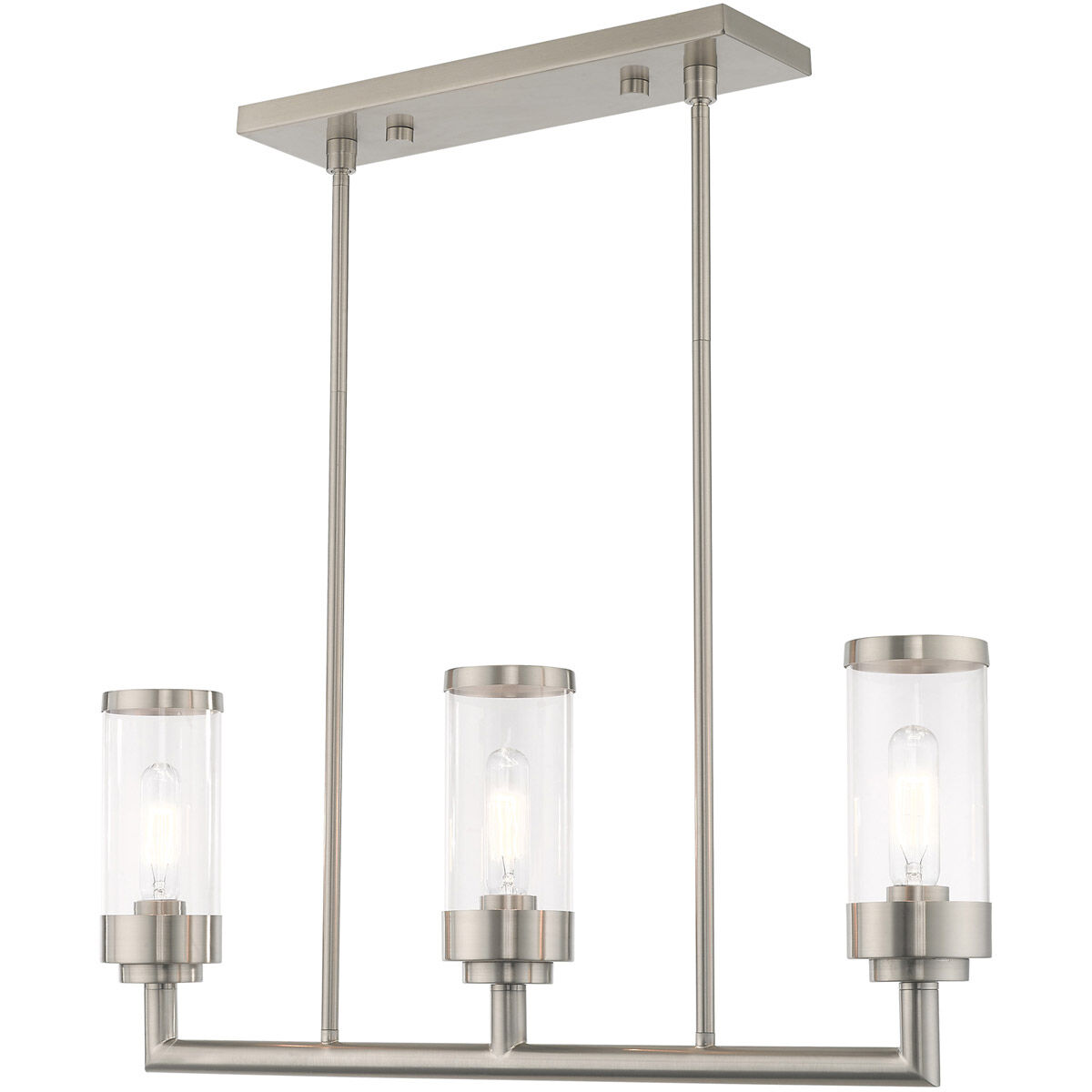 Hillcrest 3 Light 28 inch Brushed Nickel Linear Chandelier Ceiling Light