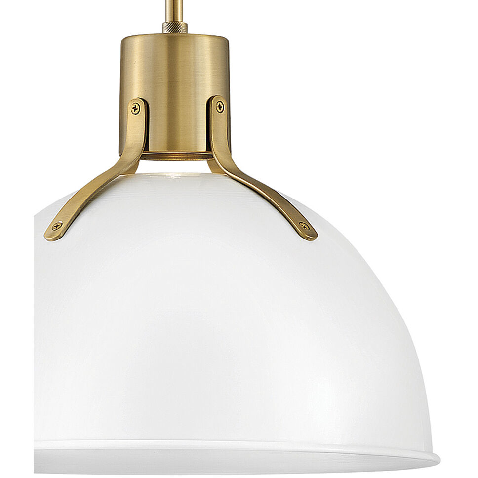 Argo LED 14 inch Polished White with Lacquered Brass Indoor Pendant Ceiling Light