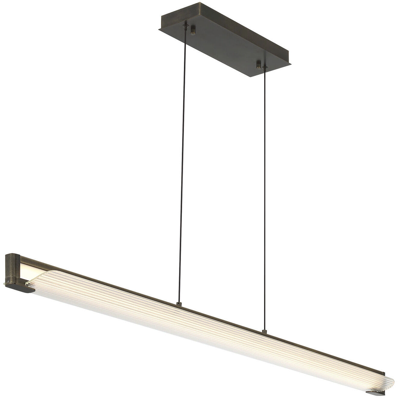 Neoness LED 50 inch Weathered Brass Linear Chandelier Ceiling Light in Clear