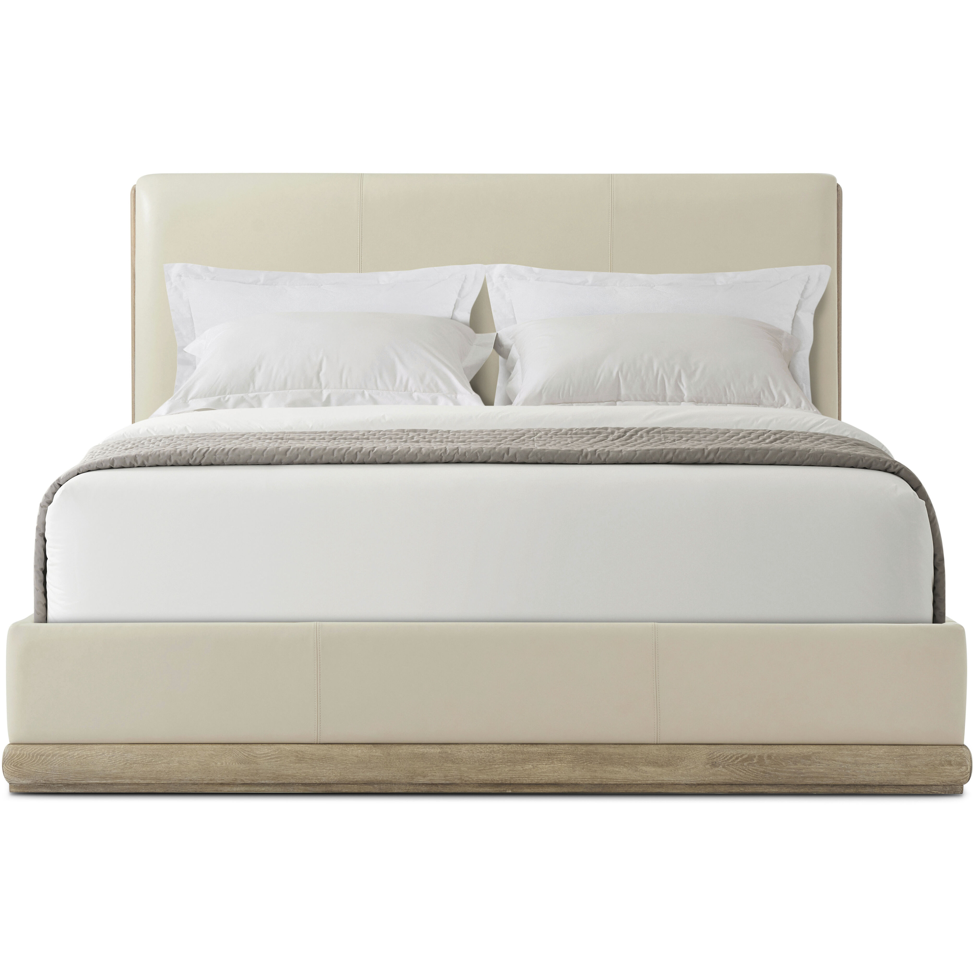 Repose Grey Oak California King Bed, Wooden, Upholstered