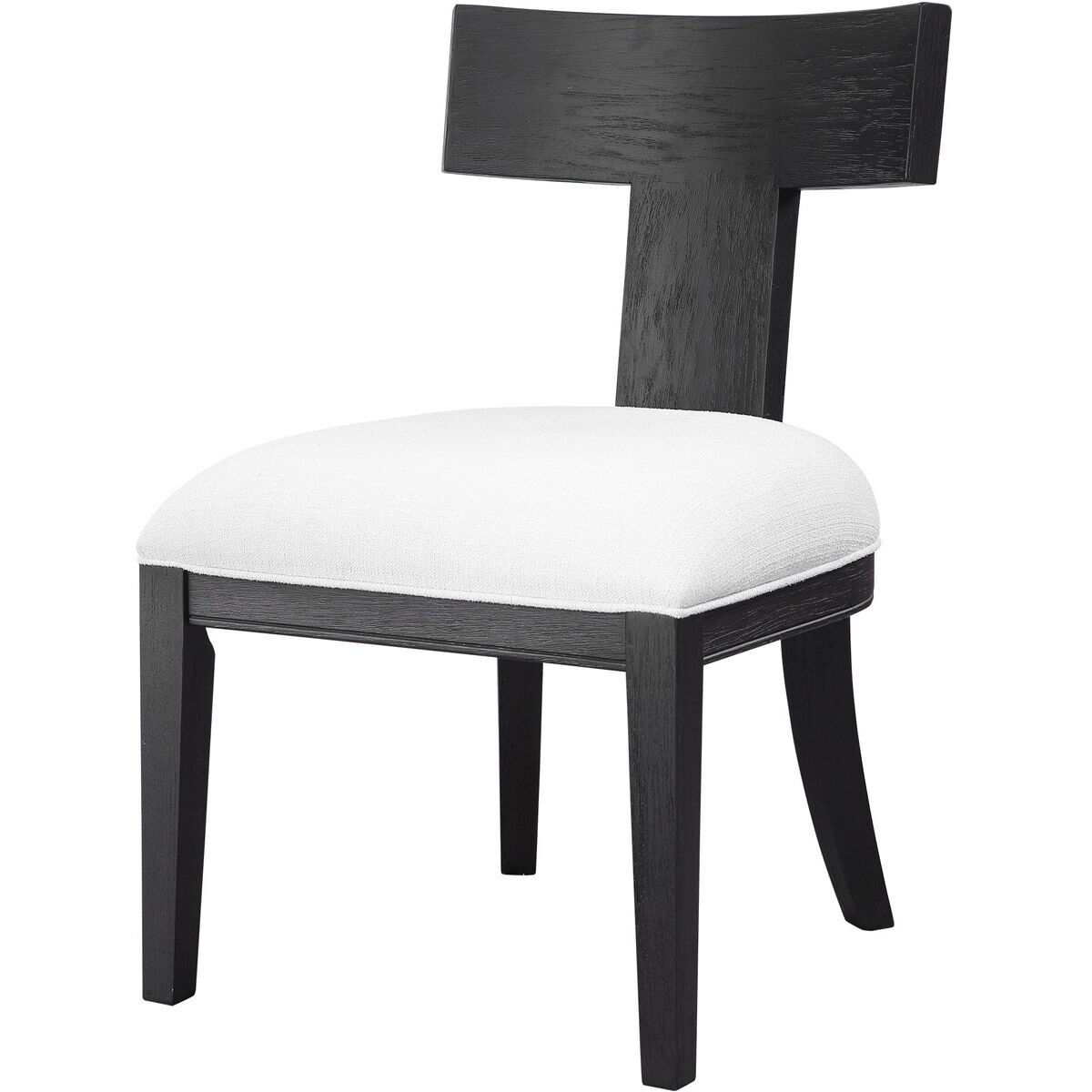 Idris Charcoal Black Stain and White Fabric Armless Chair