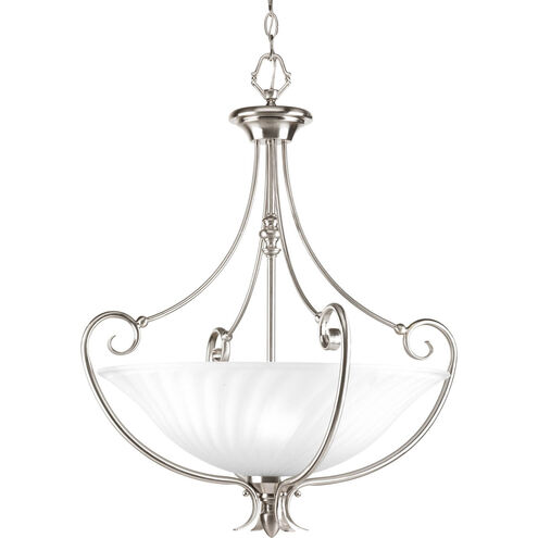 Kensington 3 Light 22 inch Brushed Nickel Foyer Pendant Ceiling Light in Swirl Etched Glass