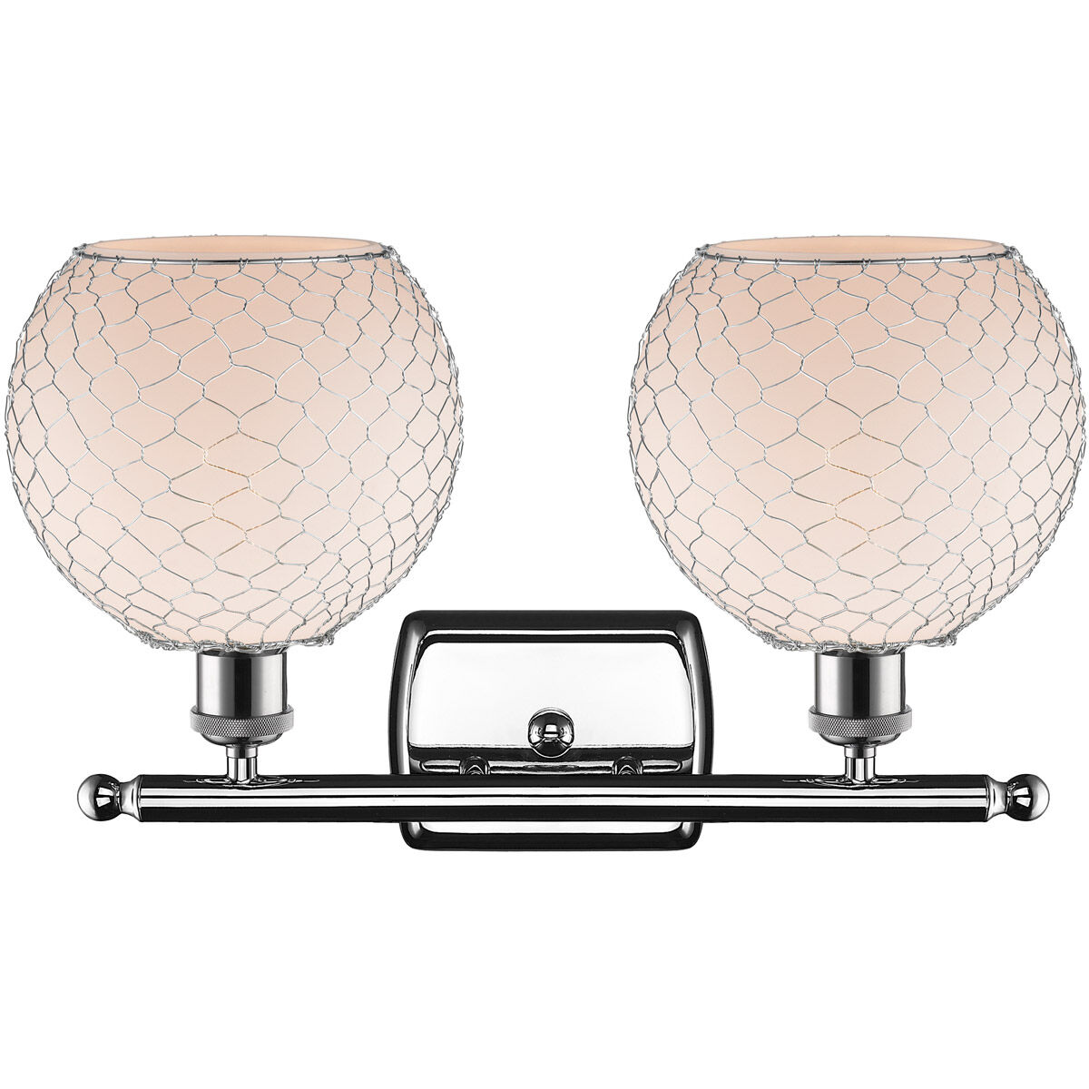 Ballston Farmhouse Chicken Wire 2 Light 16 inch Polished Chrome Bath Vanity Light Wall Light, Ballston
