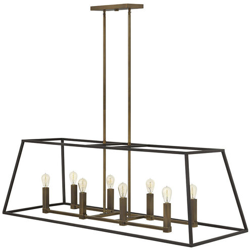 Fulton 8 Light 48 inch Bronze with Heirloom Brass Indoor Linear Foyer Light Ceiling Light