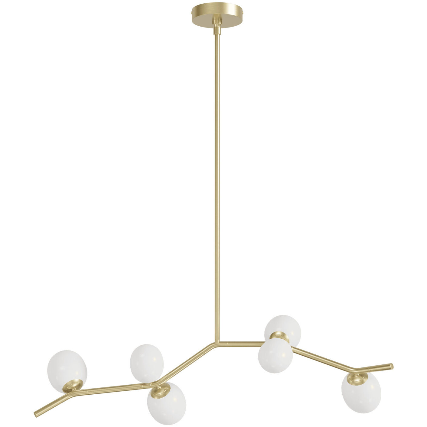 Hampton LED 10 inch Brushed Brass Chandelier Ceiling Light in White Glass
