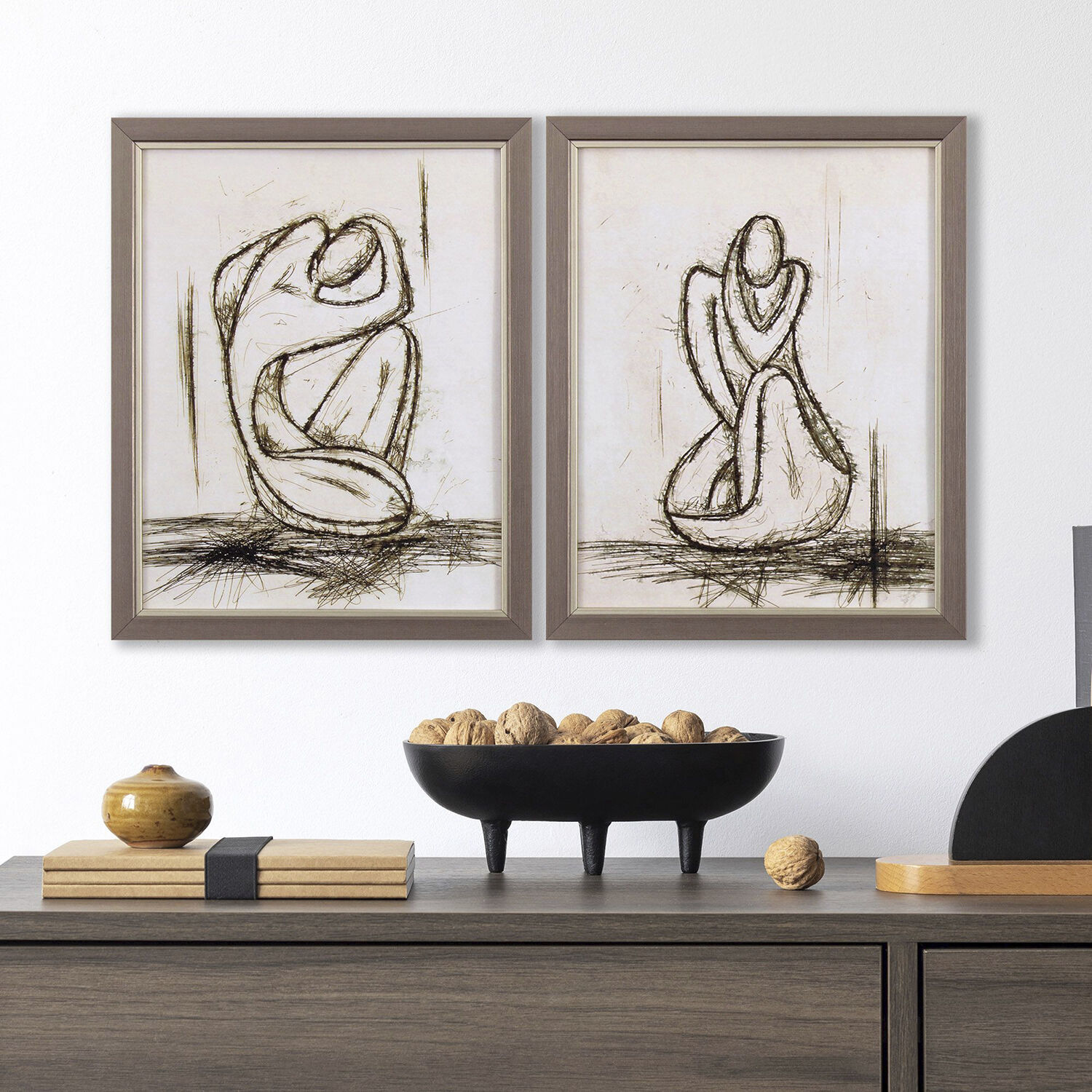 Abstract Black and White and Neutral and Gray Framed Art, Propac