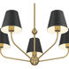 Xavier 5 Light 28 inch Vibrant Gold and Matte Black Chandelier Ceiling Light